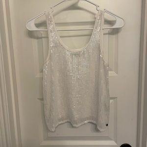 sequin white tank top